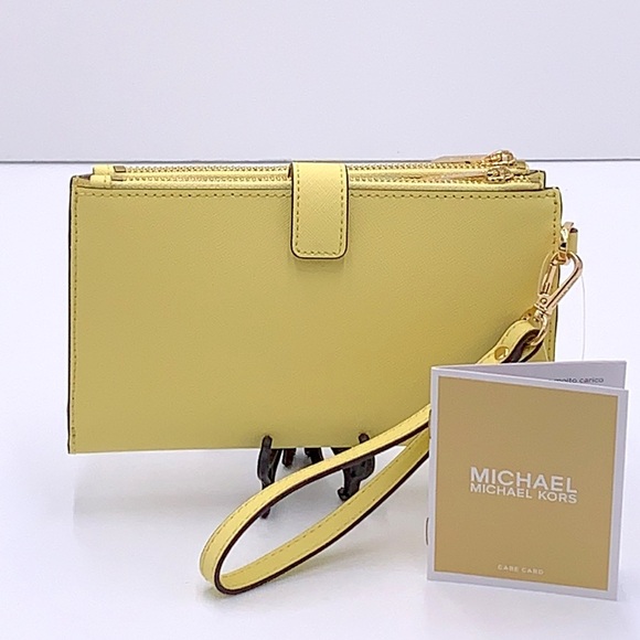 MICHAEL KORS LARGE DOUBLE ZIP WRISTLET WALLET BUTTERCUP COLOR - Picture 3 of 16